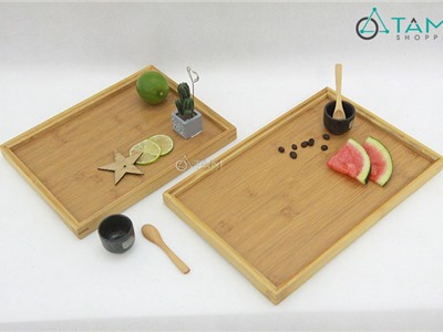 Khay gỗ chữ nhật đựng trà gỗ tre cao cấp số 30